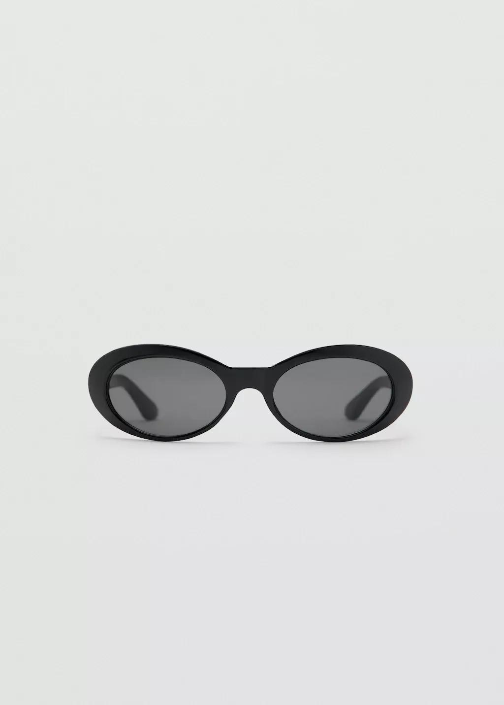Black Oval-Frame Sunglasses, Black, large image number 3