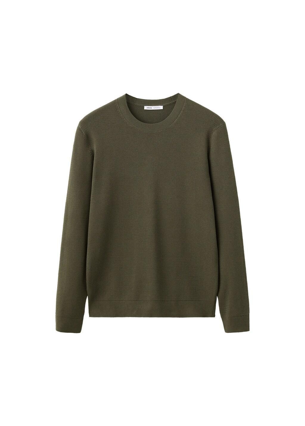 Green Fine-Knit Jersey In A Cotton Blend With Textured Structure, Dark Green, large image number 4