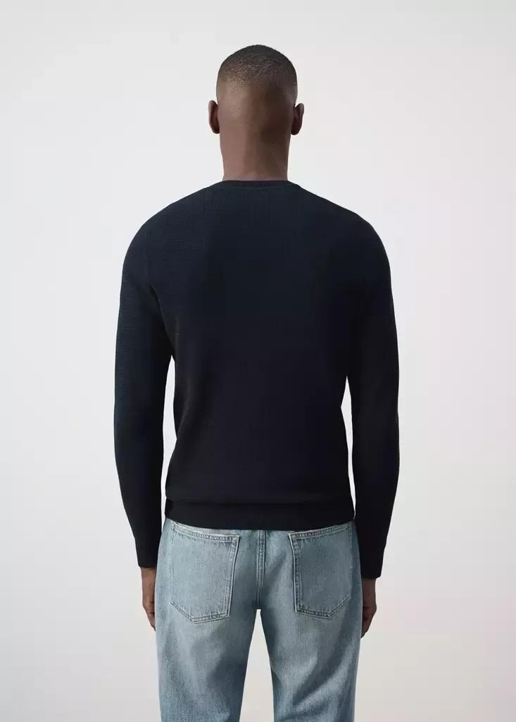 Navy Fine-Knit Jersey In A Cotton Blend With Textured Structure, Navy, medium