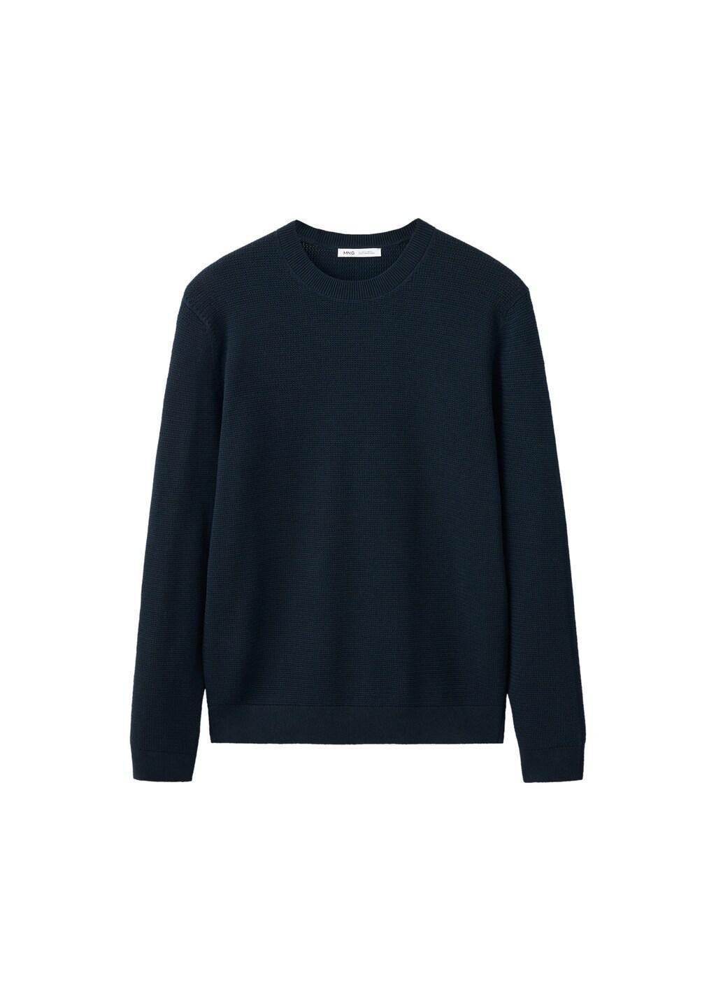 Navy Fine-Knit Jersey In A Cotton Blend With Textured Structure, Navy, large image number 4