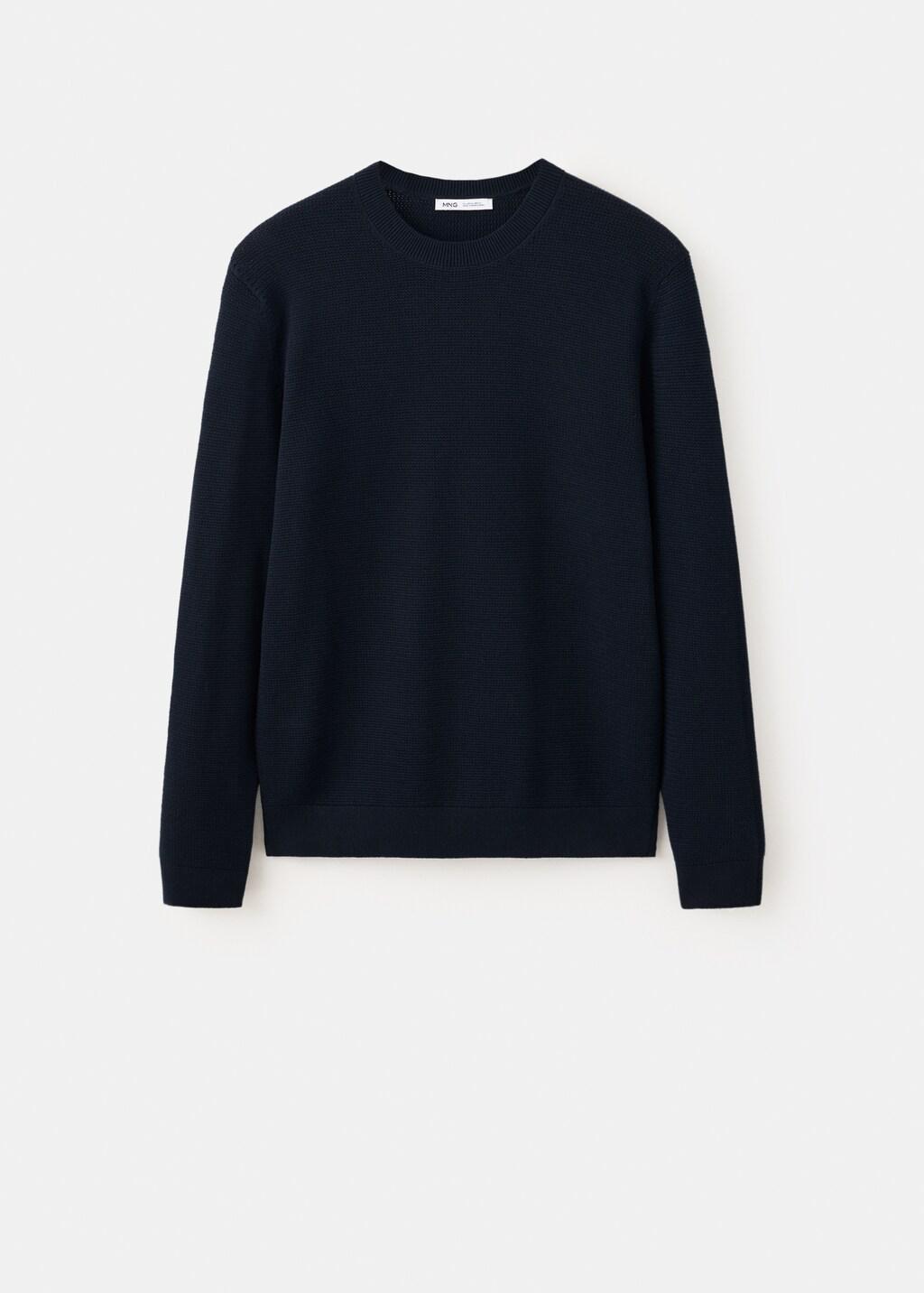 Navy Fine-Knit Jersey In A Cotton Blend With Textured Structure, Navy, large image number 5