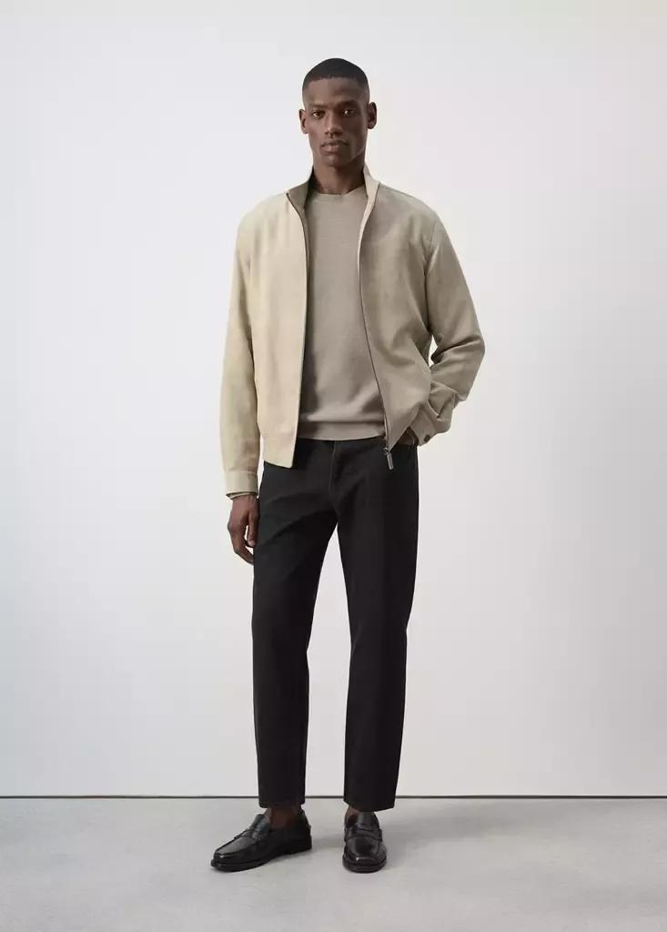 Grey Fine-Knit Jersey In A Cotton Blend With Textured Structure, Medium Grey, medium