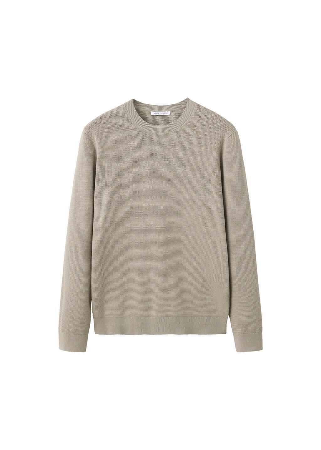 Grey Fine-Knit Jersey In A Cotton Blend With Textured Structure, Medium Grey, large image number 4