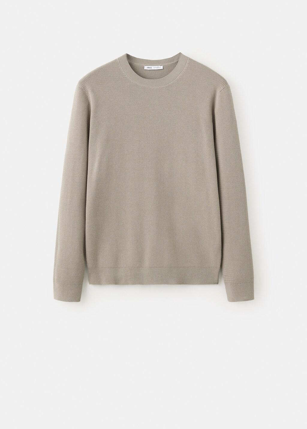 Grey Fine-Knit Jersey In A Cotton Blend With Textured Structure, Medium Grey, large image number 5