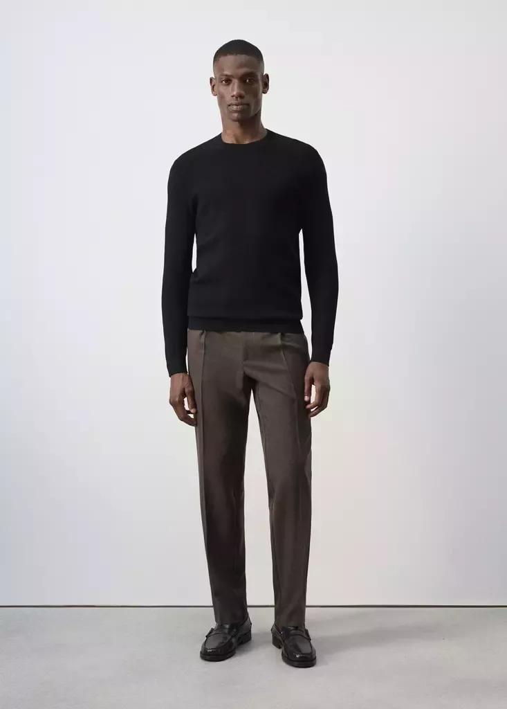 Black Fine-Knit Jersey In A Cotton Blend With Textured Structure, Black, medium