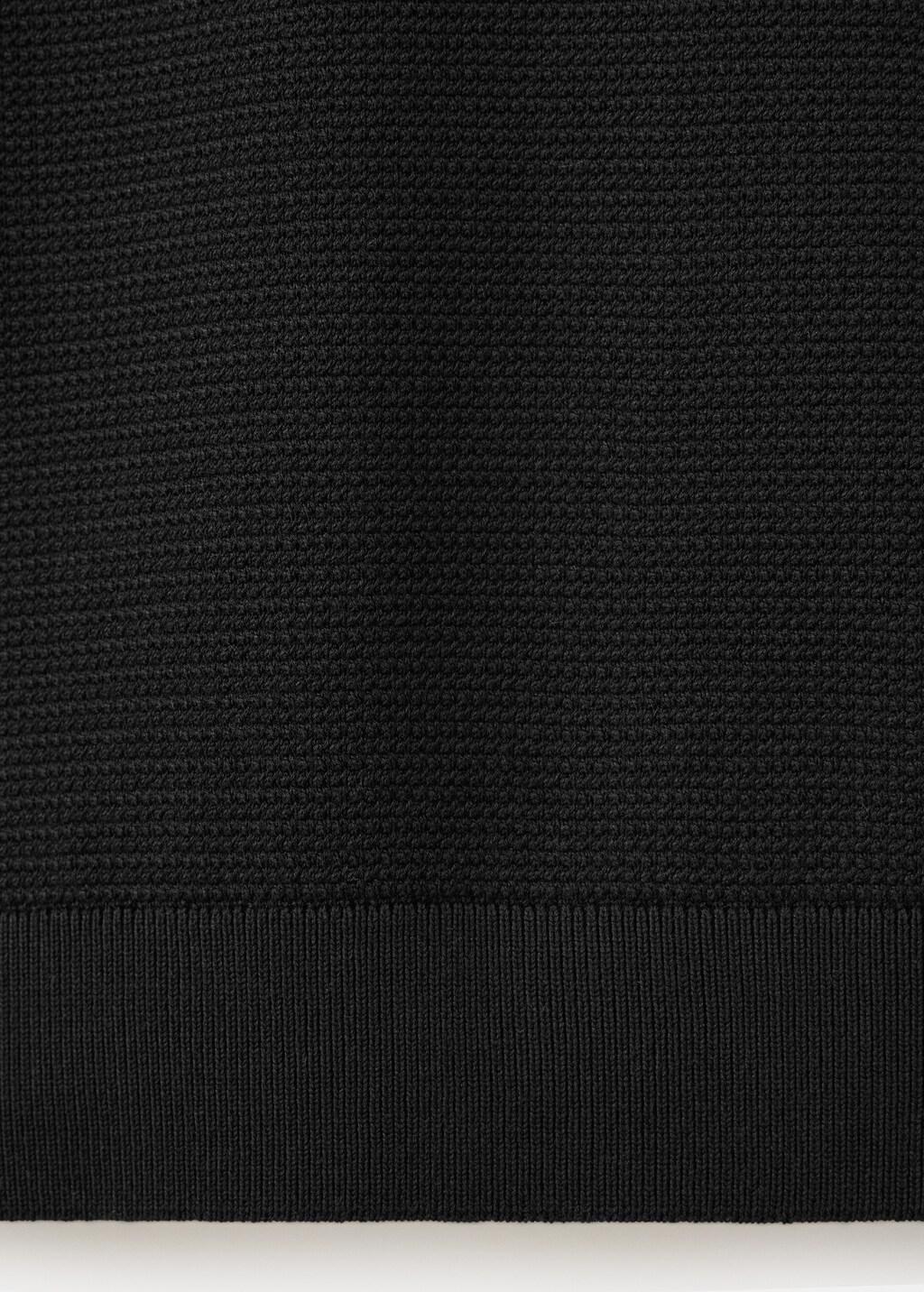 Black Fine-Knit Jersey In A Cotton Blend With Textured Structure, Black, large image number 3