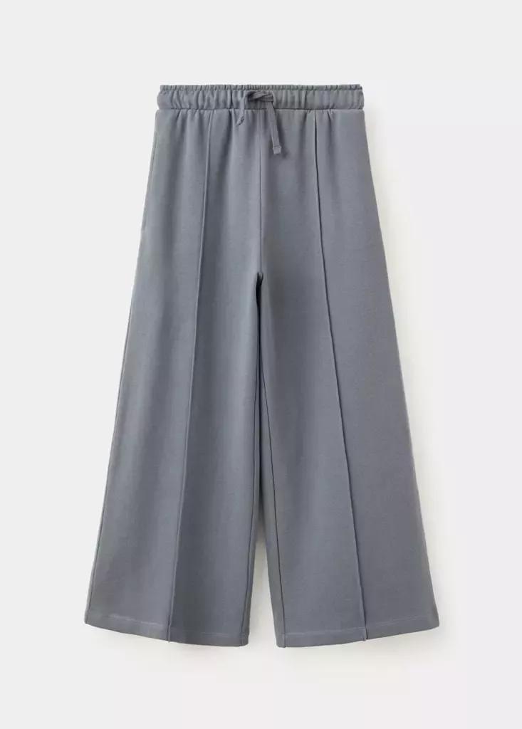 Grey Cotton Palazzo Joggers, , large image number 0