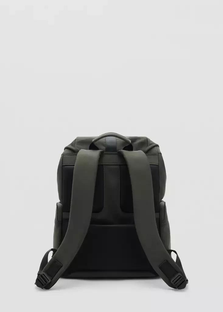 Khaki Rubberized Flap Backpack, Beige - Khaki, large image number 2