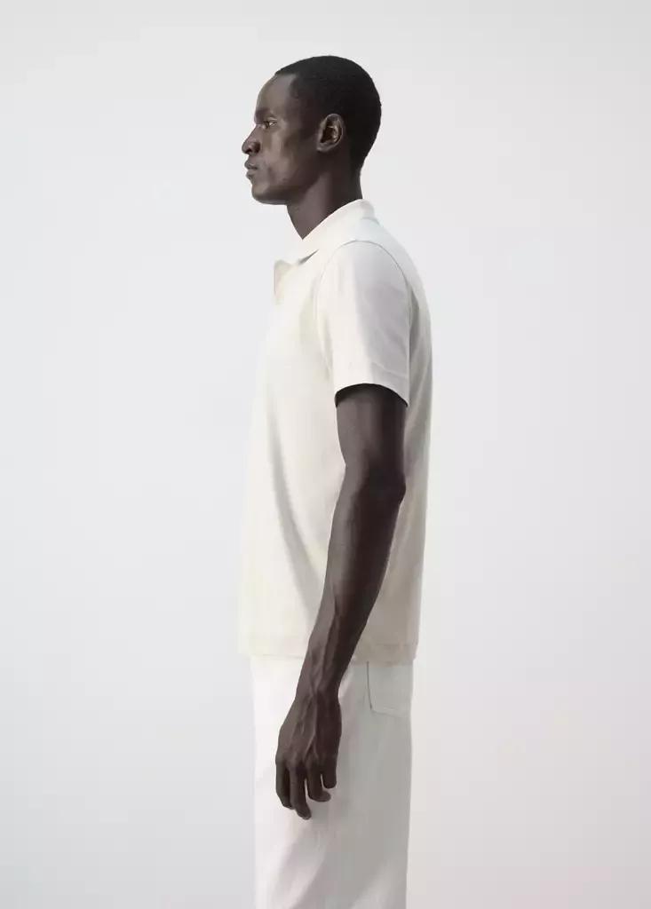 Grey Regular-Fit Cotton Polo Shirt, , large image number 4
