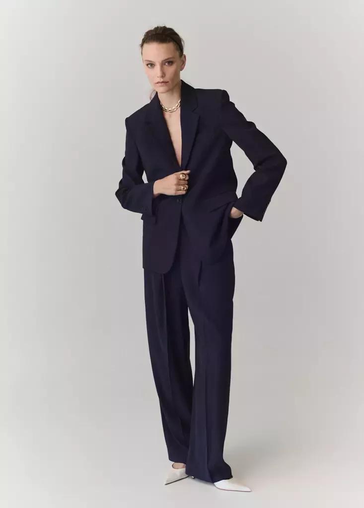 MEDIUM PURPLE Straight-fit pleated trousers, Medium Purple, medium