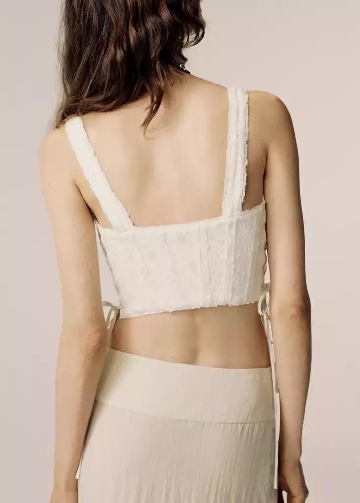 White Jacquard Corset Top, , large image number 2