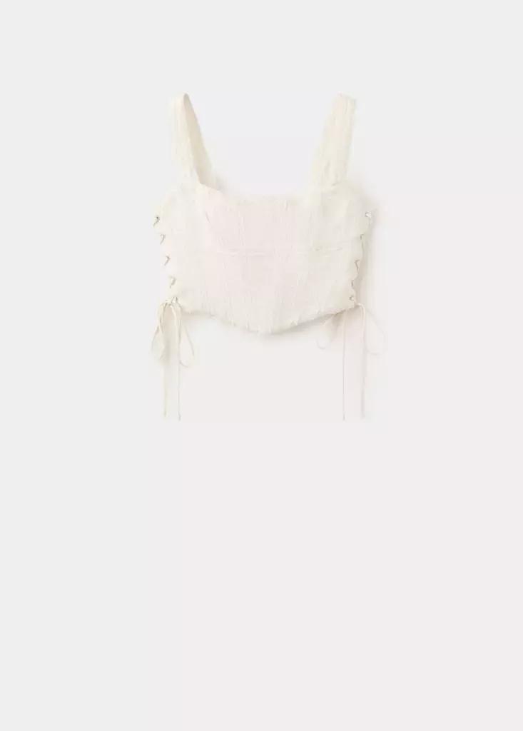 White Jacquard Corset Top, , large image number 3