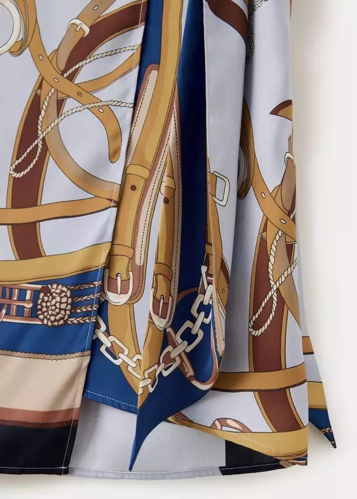 Blue Printed Skirt With Knot Detail, , large image number 4