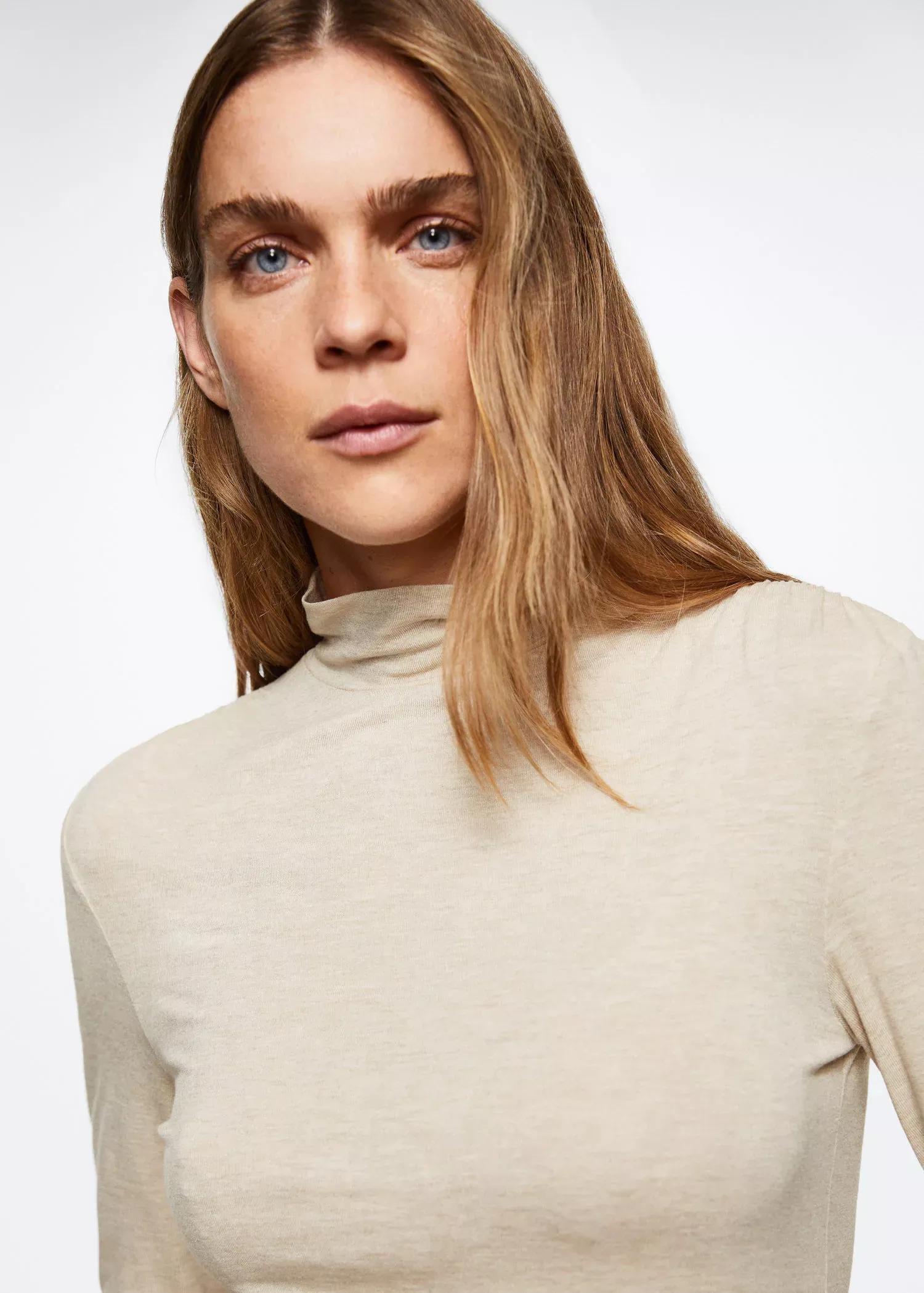 Brown Turtleneck Long-Sleeved T-Shirt, , large image number 3
