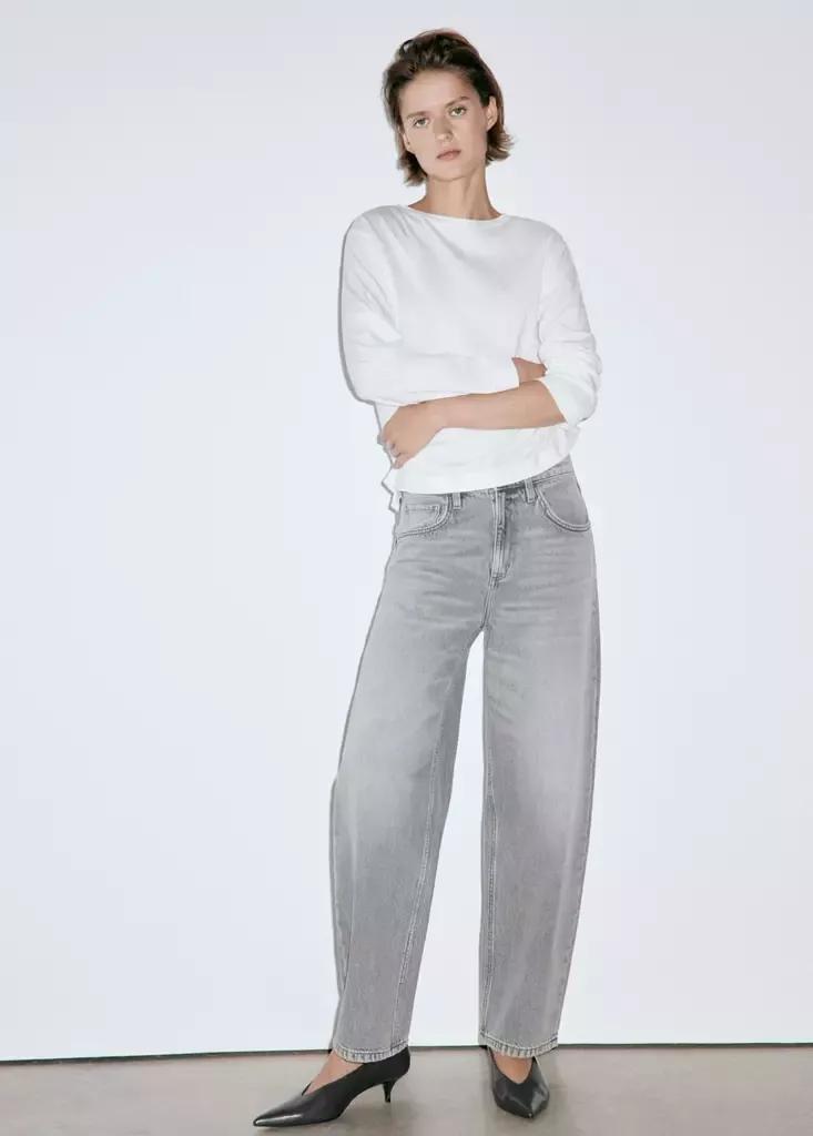 Grey Balloon Jeans With Regular Waist, , large image number 0