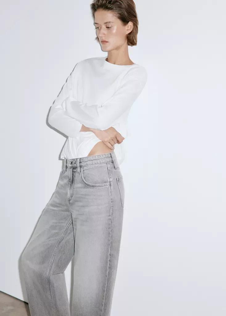 Grey Balloon Jeans With Regular Waist, , large image number 3