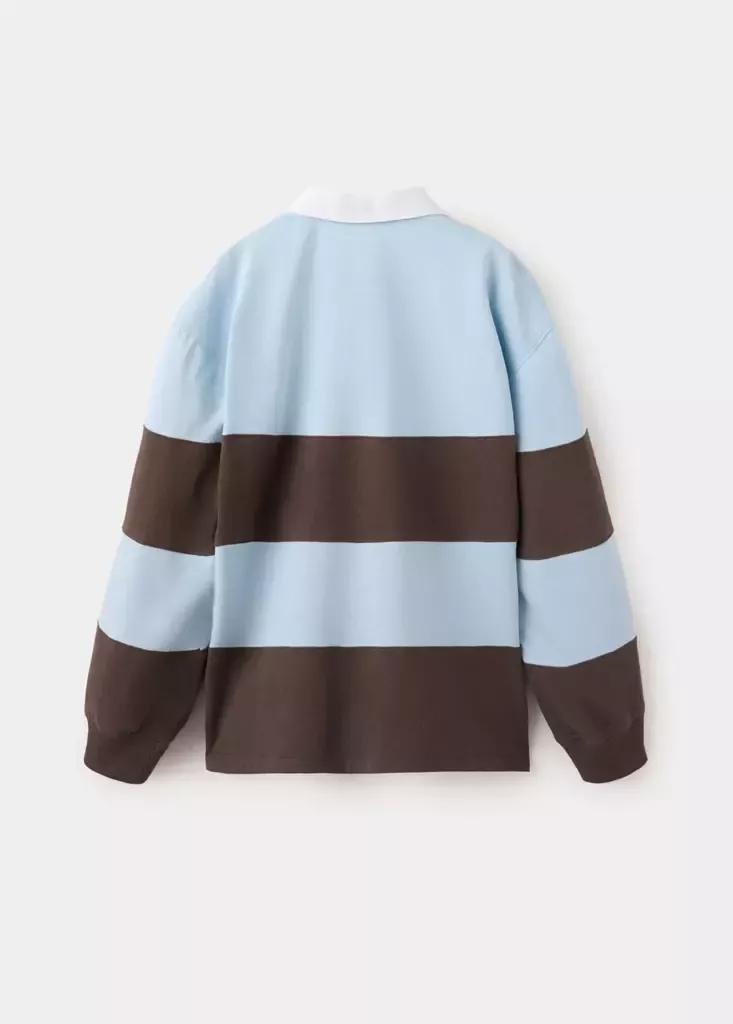 Blue Oversized Striped Polo Shirt, Kids Boys, Light-Pastel Blue, large image number 3