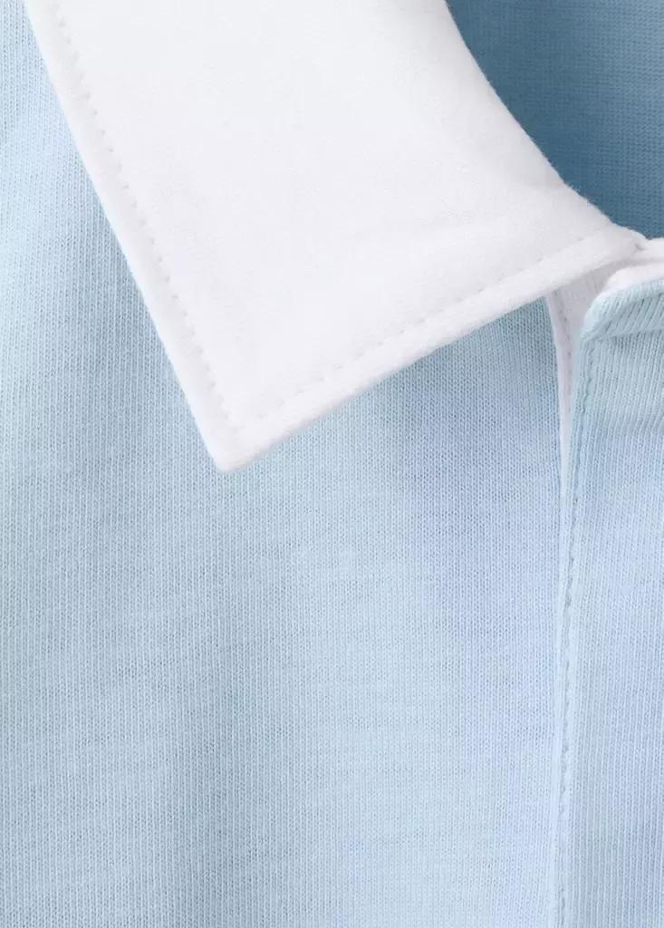 Blue Oversized Striped Polo Shirt, Kids Boys, Light-Pastel Blue, large image number 4