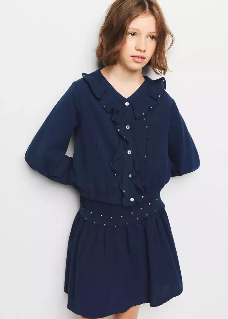 Navy Skirt With Stud Detailing, , large image number 1