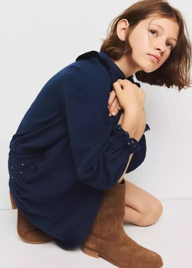 Navy Skirt With Stud Detailing, , medium
