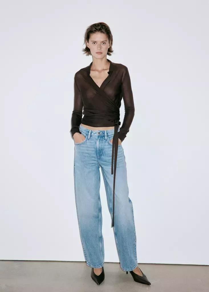 Blue High-Rise Balloon Jeans, Open Blue, large image number 0