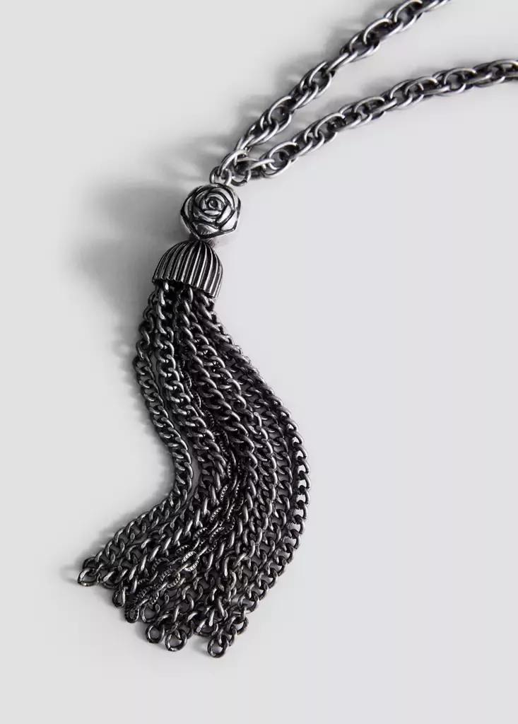 Silver Pendant Necklace With Floral Detail, , large image number 2