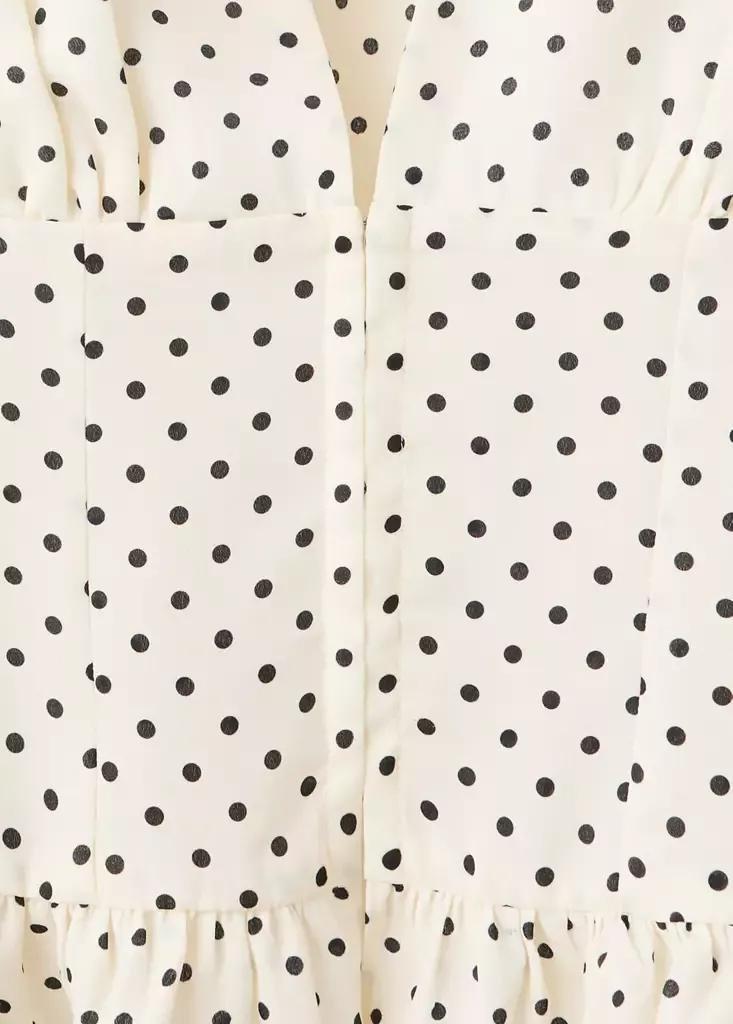White V-Neck Polka Dot Blouse, , large image number 5
