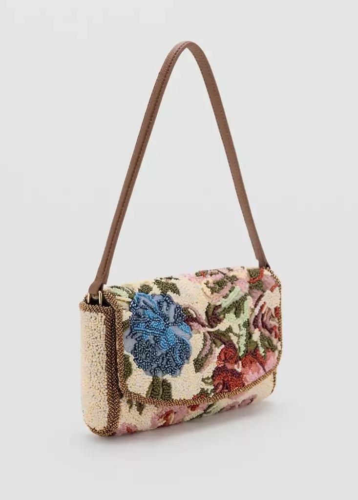 Pink Floral Embroidered Shoulder Bag, , medium