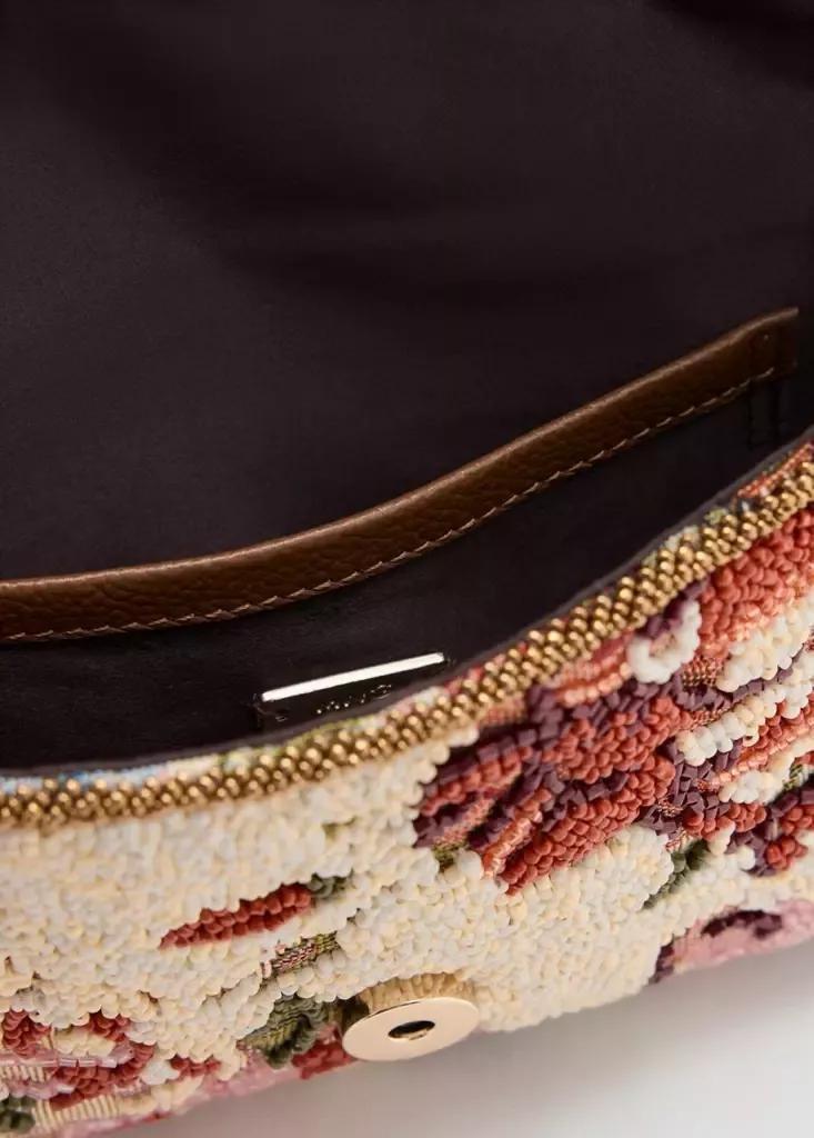 Pink Floral Embroidered Shoulder Bag, , large image number 5