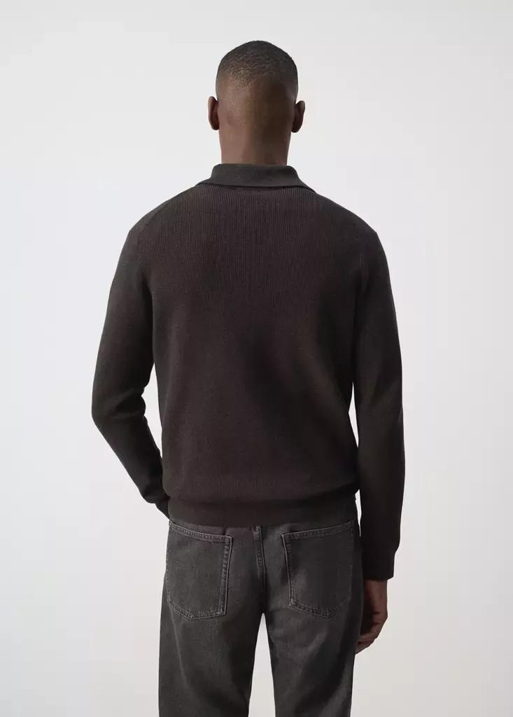 Brown Cotton Zip-Up Cardigan, Dark Brown, large image number 2