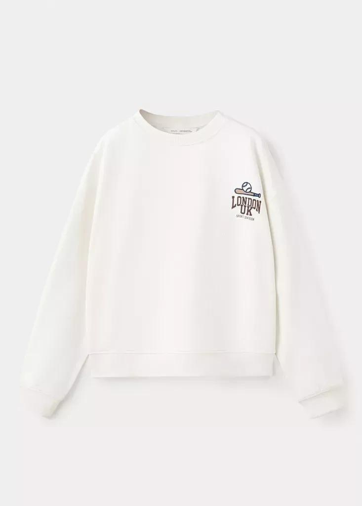 Beige Printed Cotton Sweatshirt, Kids Boys, Light Beige, large image number 0