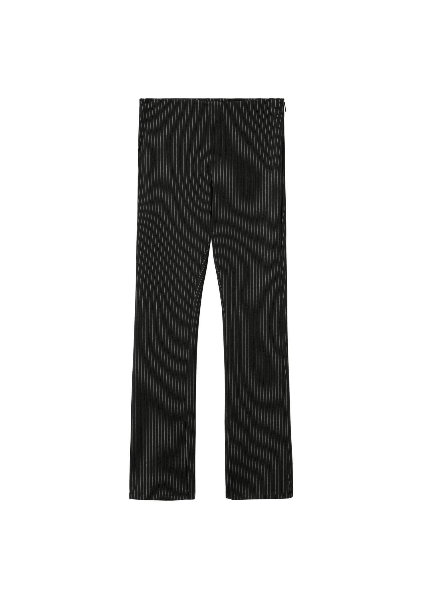 Black Slit Hem Trousers, , large image number 1
