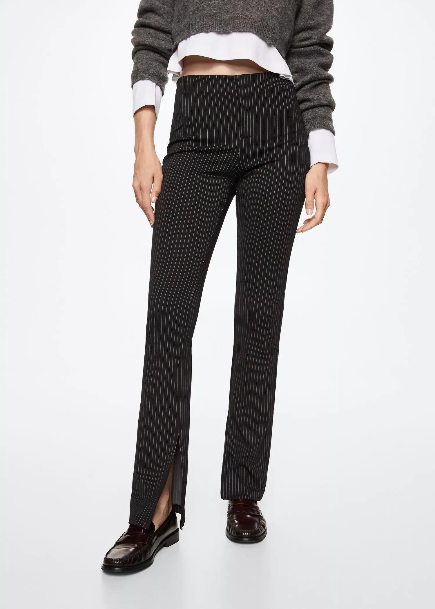 Black Slit Hem Trousers, , large image number 3