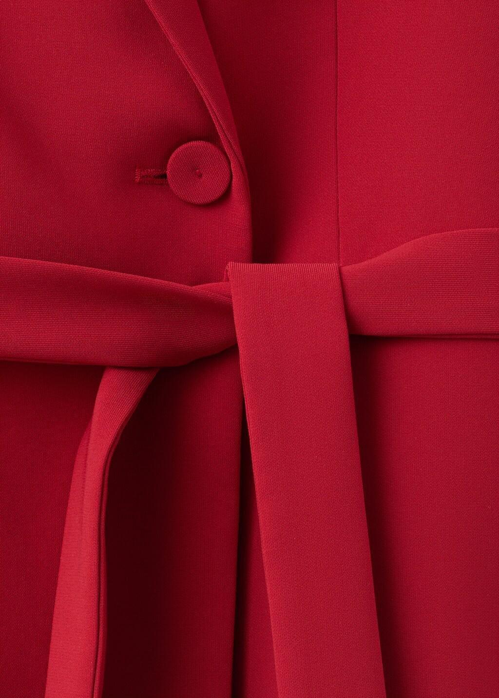 Red Double-Breasted Belted Suit Blazer, Red, large image number 3