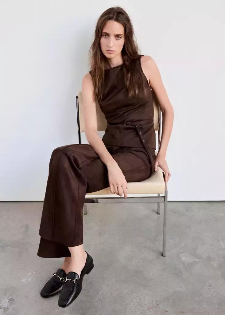 Brown Top With Suede Belt, Brown, large image number 3