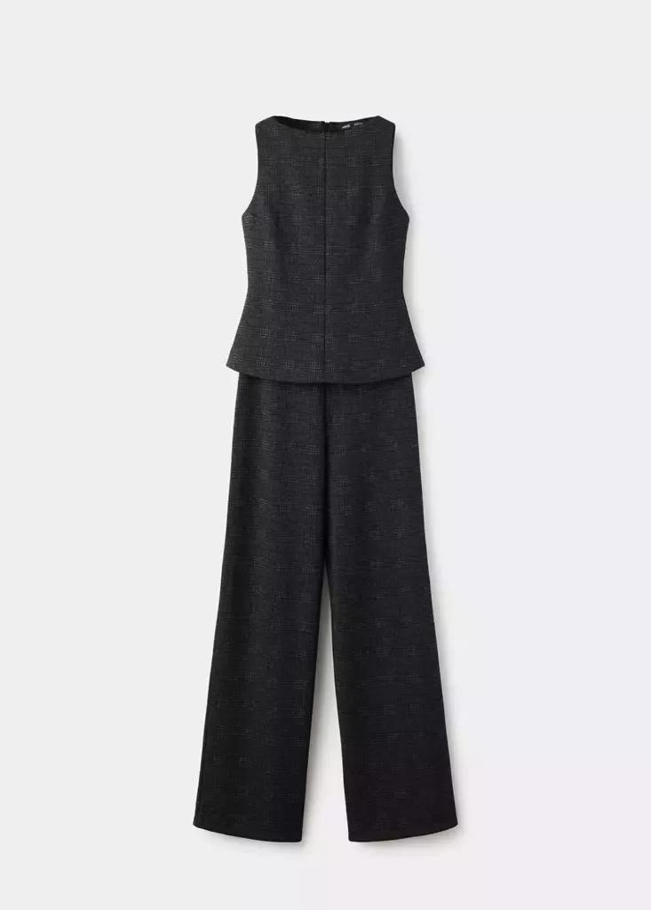 Grey Checked Jumpsuit, Grey, large image number 4