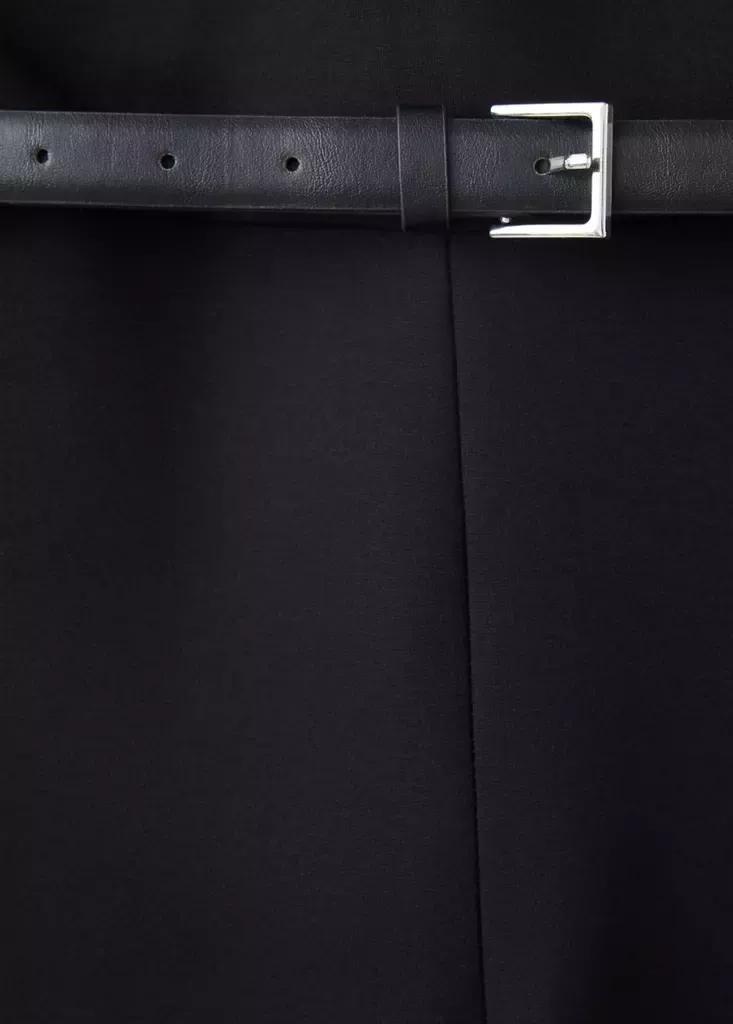 Black Belted Jumpsuit With Ruched Details, Black, large image number 6