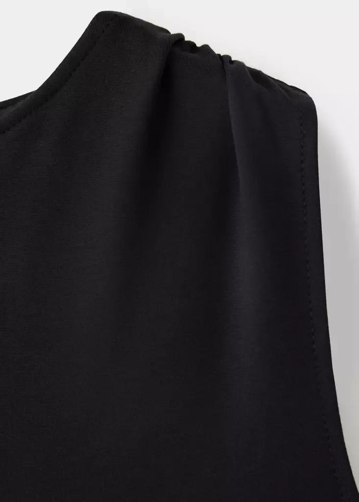 Black Belted Jumpsuit With Ruched Details, Black, large image number 7