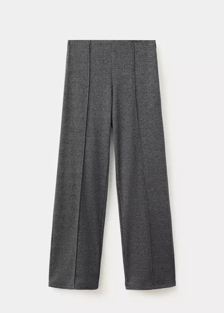 Black Straight Checked Trousers, Black, large image number 5