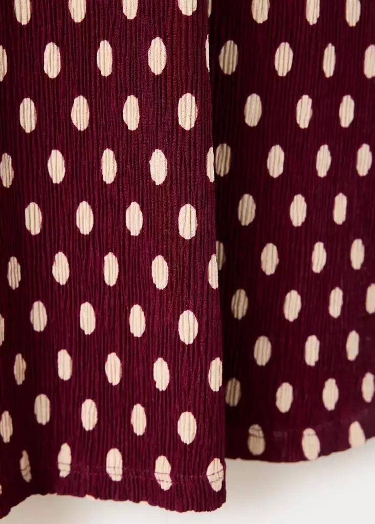 Red V-Neck Polka Dot Dress, Dark Red, large image number 6