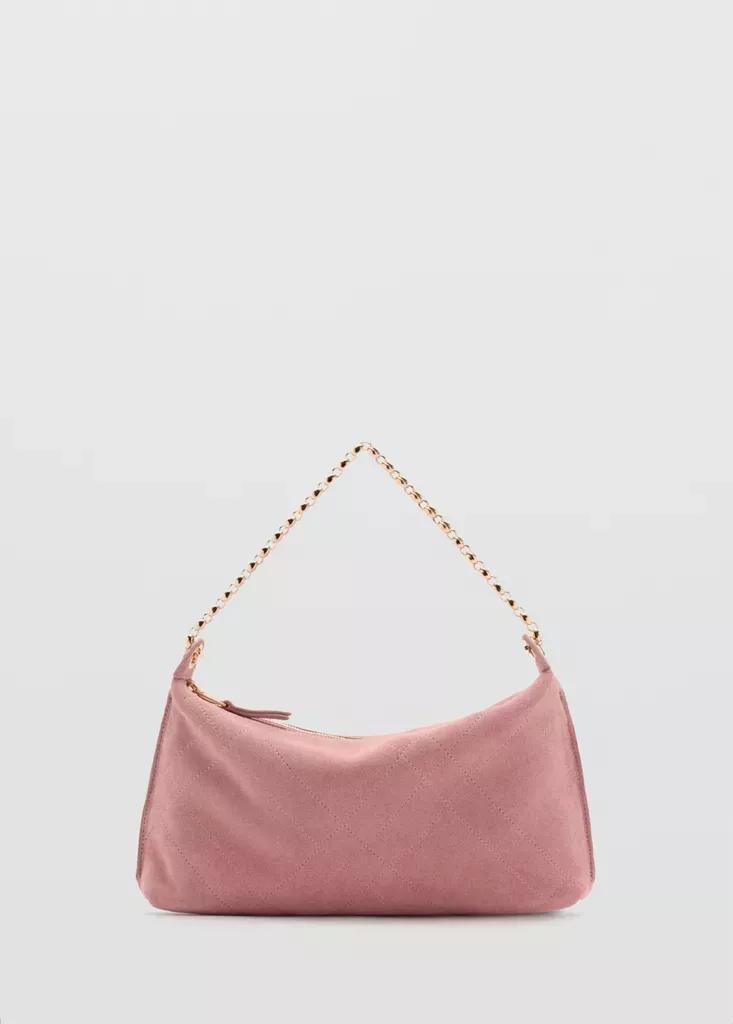 Pink Suede Shoulder Bag, Light-Pastel Pink, large image number 0