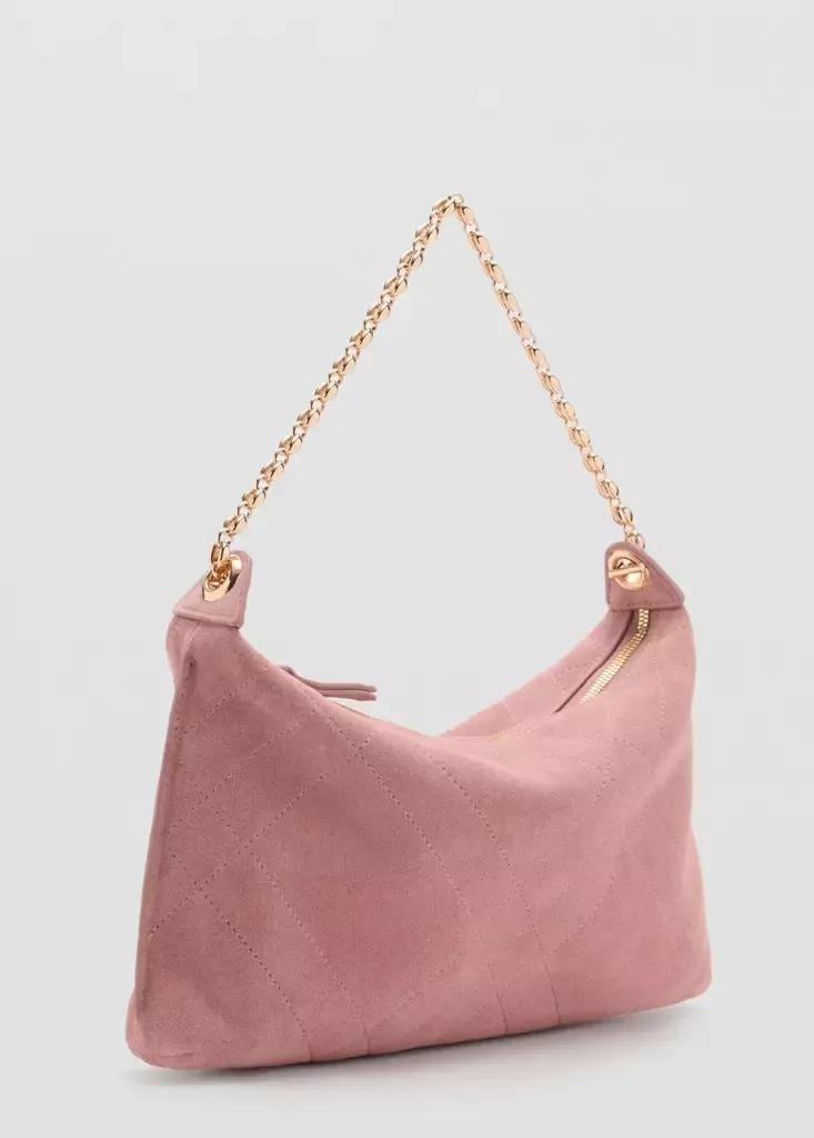 Pink Suede Shoulder Bag, Light-Pastel Pink, large image number 1