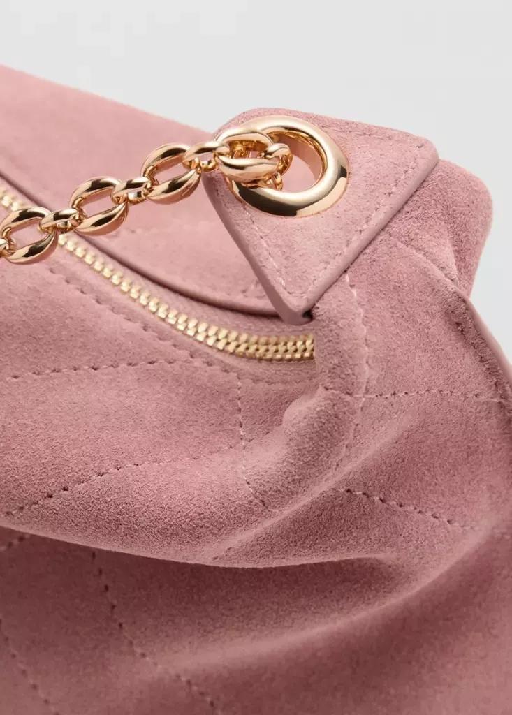 Pink Suede Shoulder Bag, Light-Pastel Pink, large image number 3