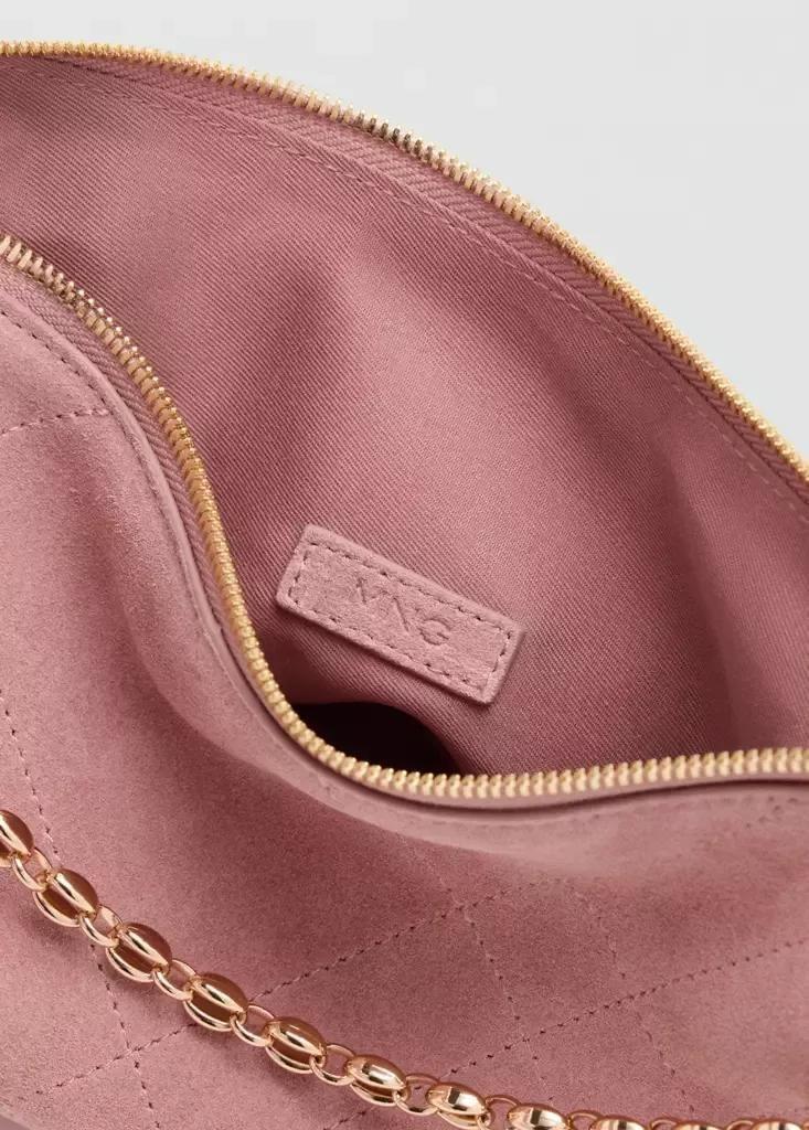 Pink Suede Shoulder Bag, Light-Pastel Pink, large image number 4