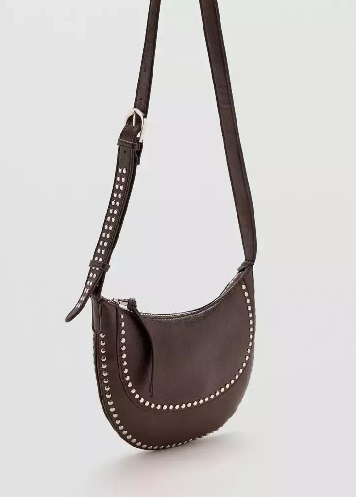 Brown Studded Crossbody Bag, Dark Brown, large image number 1