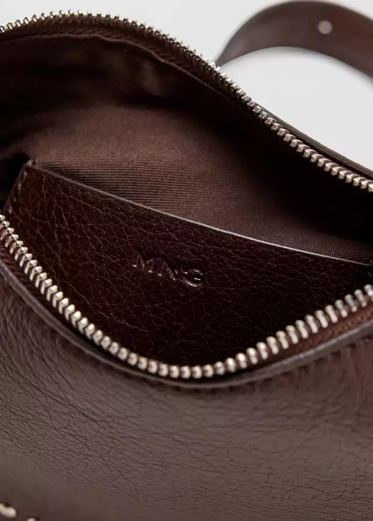 Brown Studded Crossbody Bag, Dark Brown, large image number 3