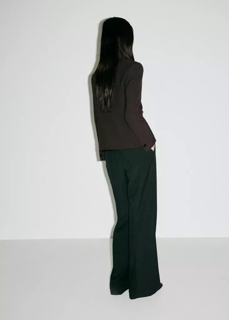 Brown Houndstooth Blazer With A High Neck, Brown, large image number 2