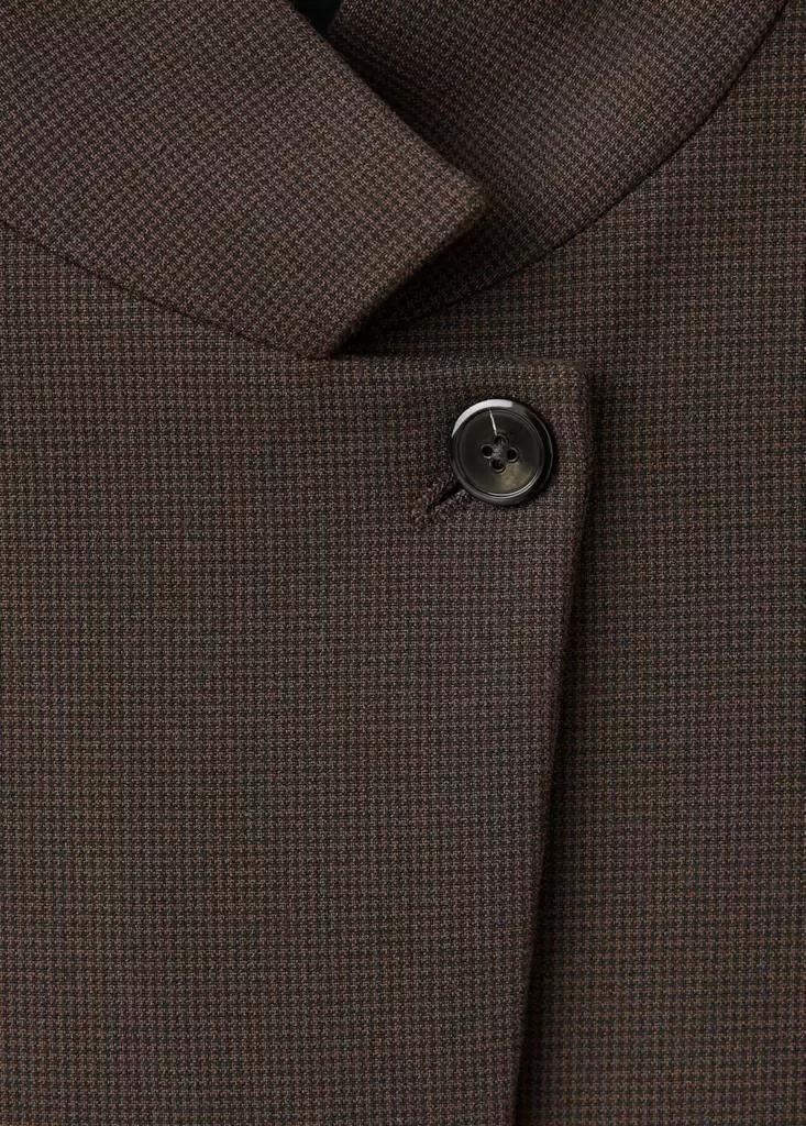 Brown Houndstooth Blazer With A High Neck, Brown, large image number 5