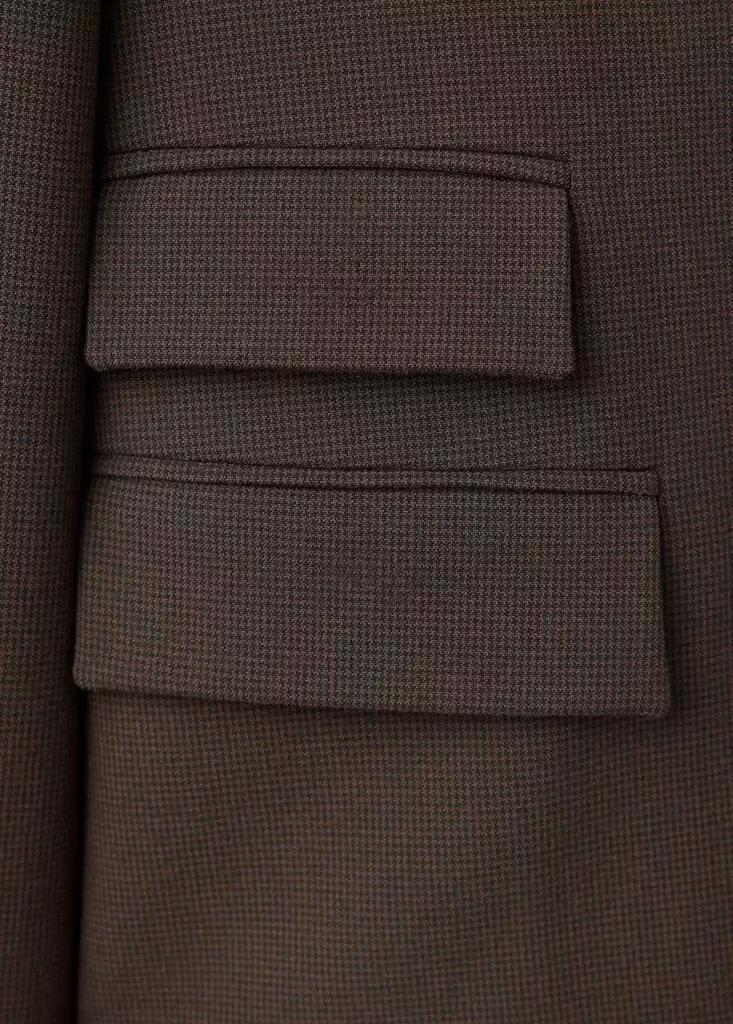 Brown Houndstooth Blazer With A High Neck, Brown, large image number 6