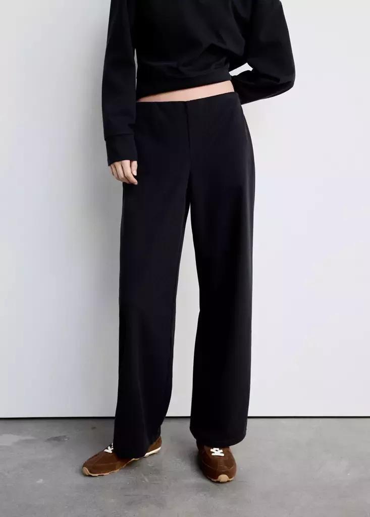 Navy Straight Mid-Rise Trousers, Navy, large image number 1